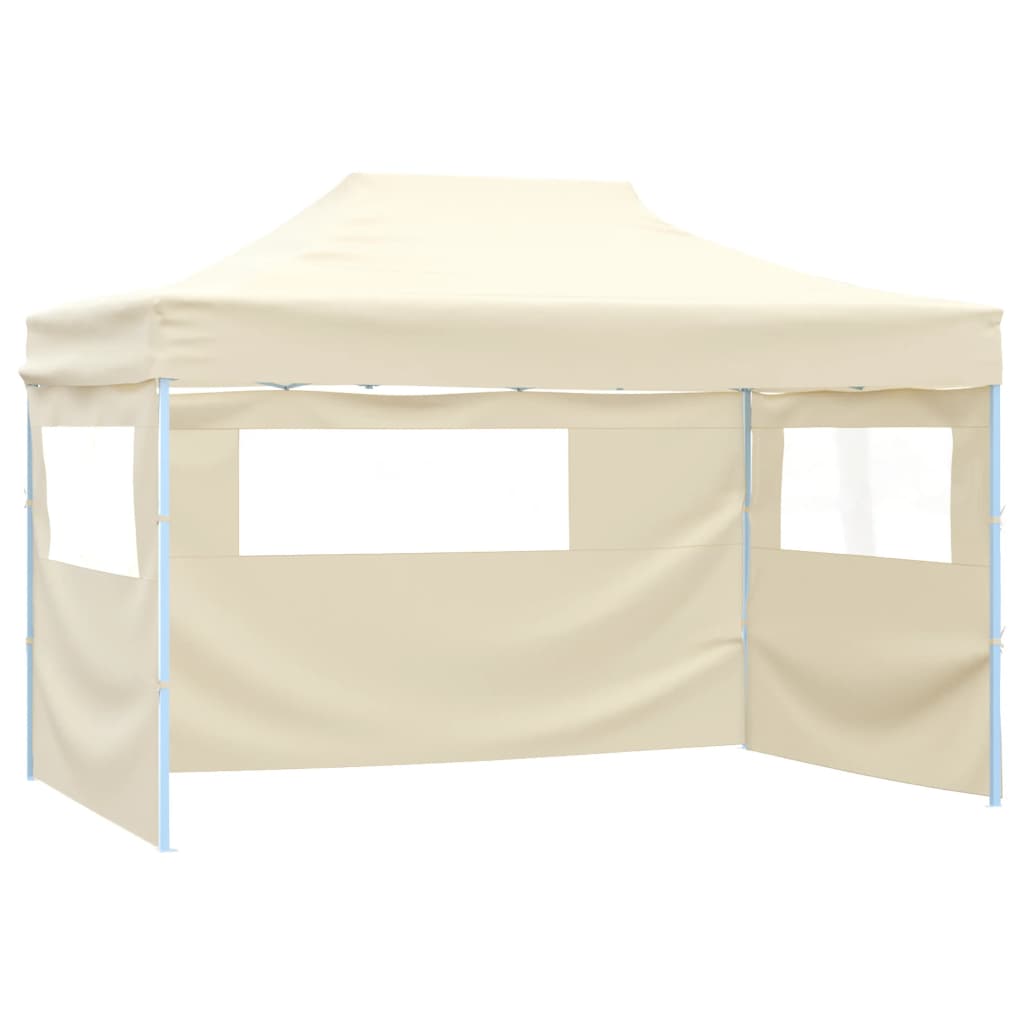 vidaXL Partytent met 3 zijwanden inklapbaar 3x4 m staal crème - Aashly