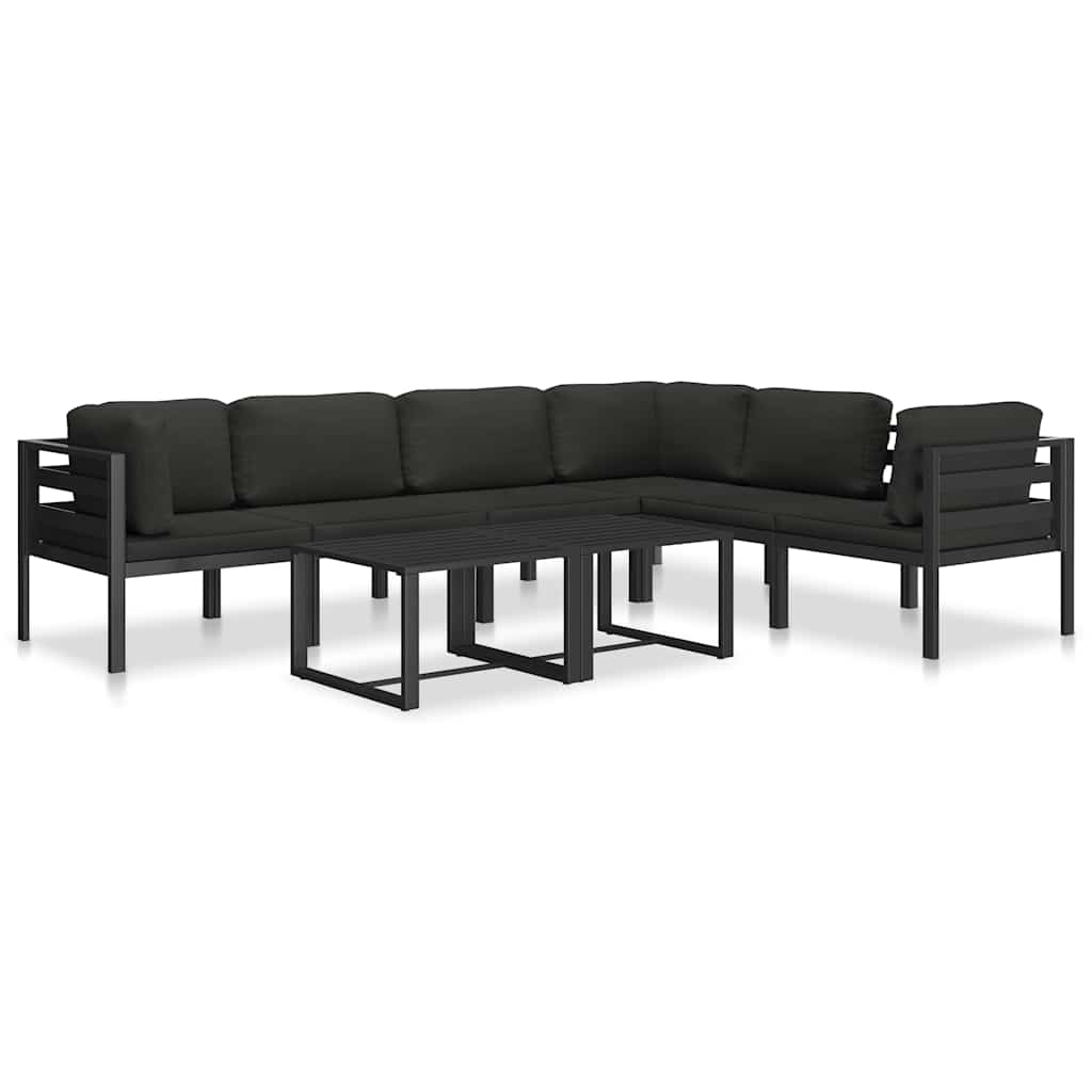 vidaXL Middenbank sectioneel met kussens aluminium antracietkleurig - Aashly