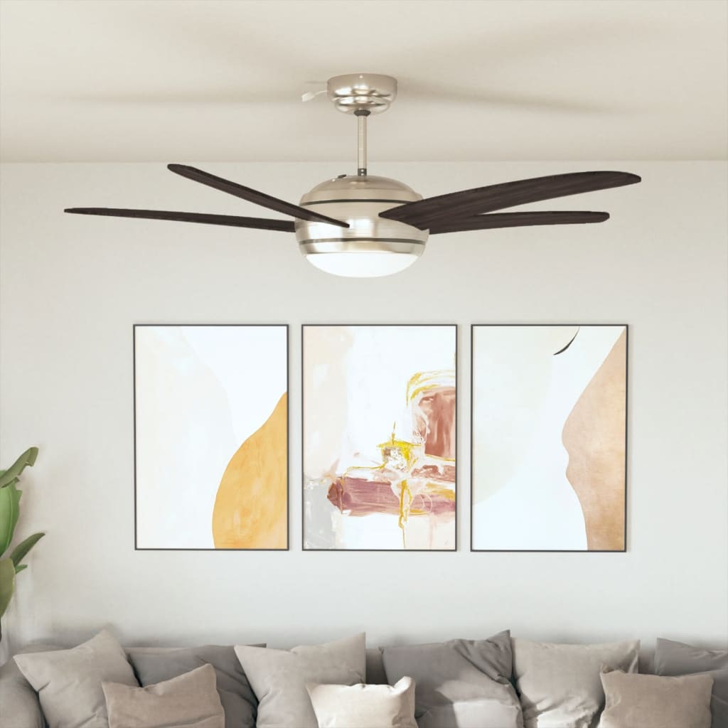 vidaXL Plafondventilator met lamp 128 cm bruin - Aashly