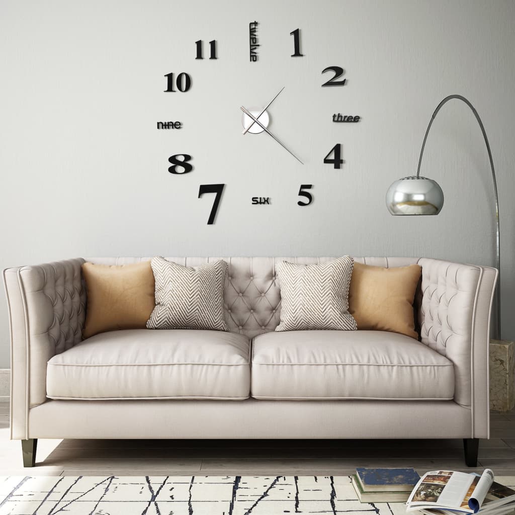 vidaXL 3D-wandklok 100 cm XXL modern zilverkleurig - Aashly