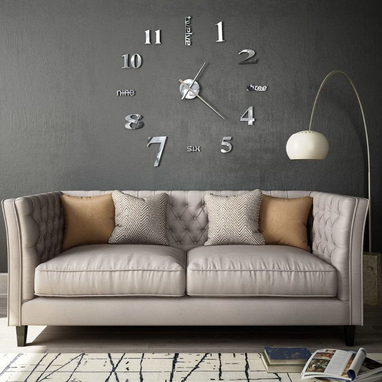 vidaXL 3D-wandklok 100 cm XXL modern zilverkleurig - Aashly