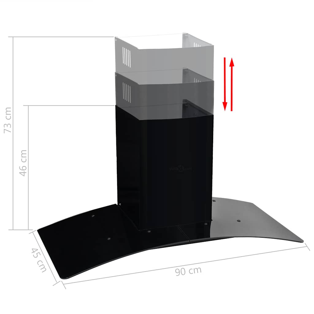 vidaXL Wandafzuigkap 756 m³/u 90 cm roestvrij staal zwart - Aashly