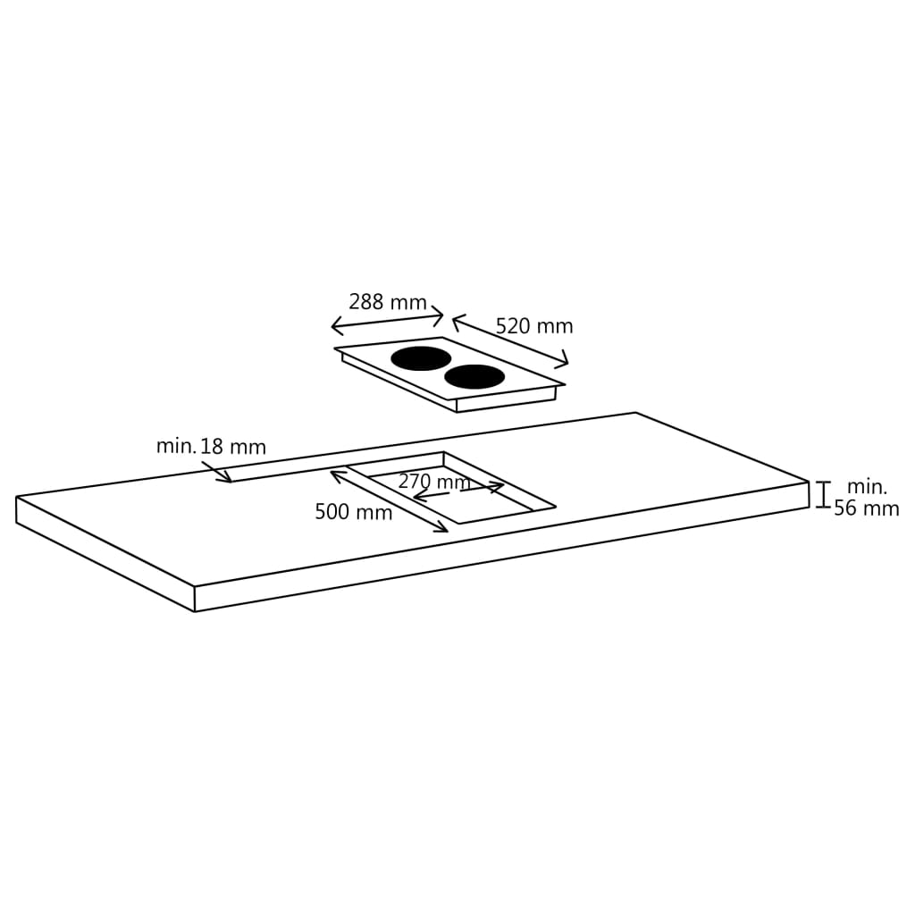 vidaXL Inductiekookplaat Flexizone 2 kookzones aanraakbediening 3500 W - Aashly