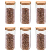 vidaXL Opbergpotten met kurken deksel 6 st 1100 ml glas - Aashly