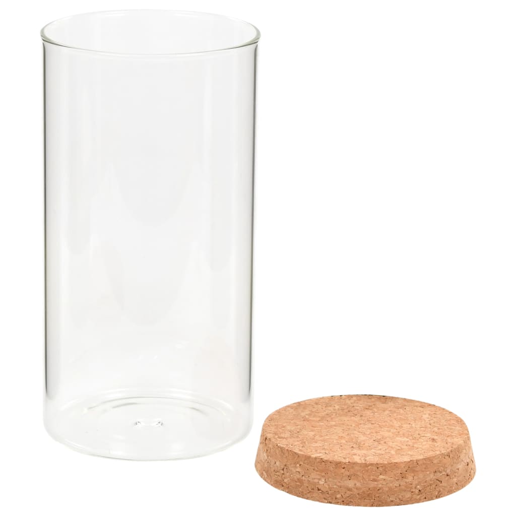 vidaXL Opbergpotten met kurken deksel 6 st 1100 ml glas - Aashly