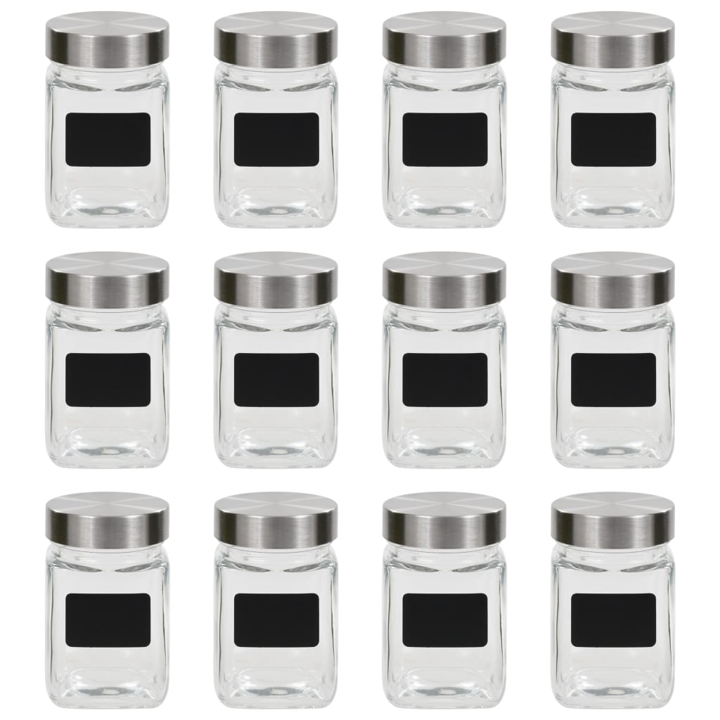 vidaXL Opbergpotten met stickers 24 st 300 ml - Aashly