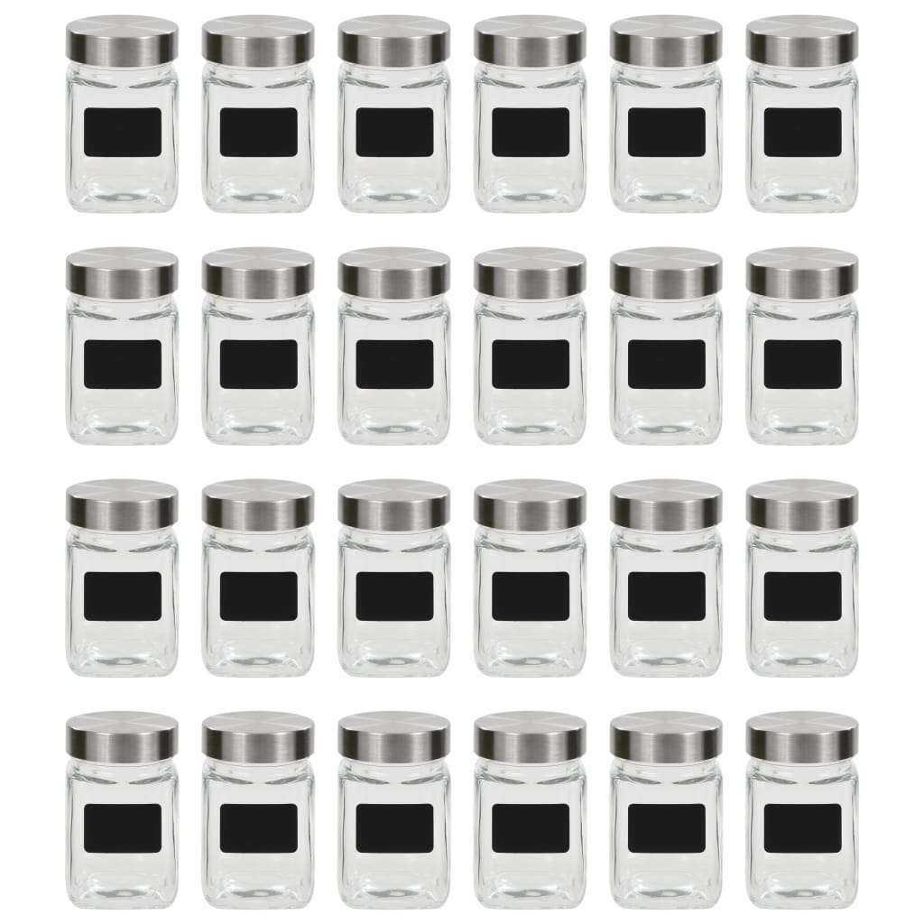 vidaXL Opbergpotten met stickers 24 st 300 ml - Aashly