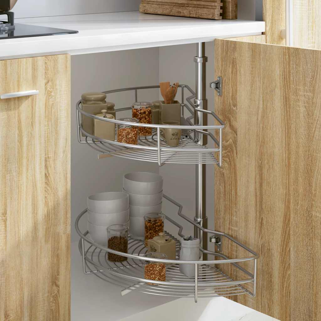 vidaXL Draadmand keuken 2-laags 180 graden 75x38x80 cm zilverkleurig - Aashly