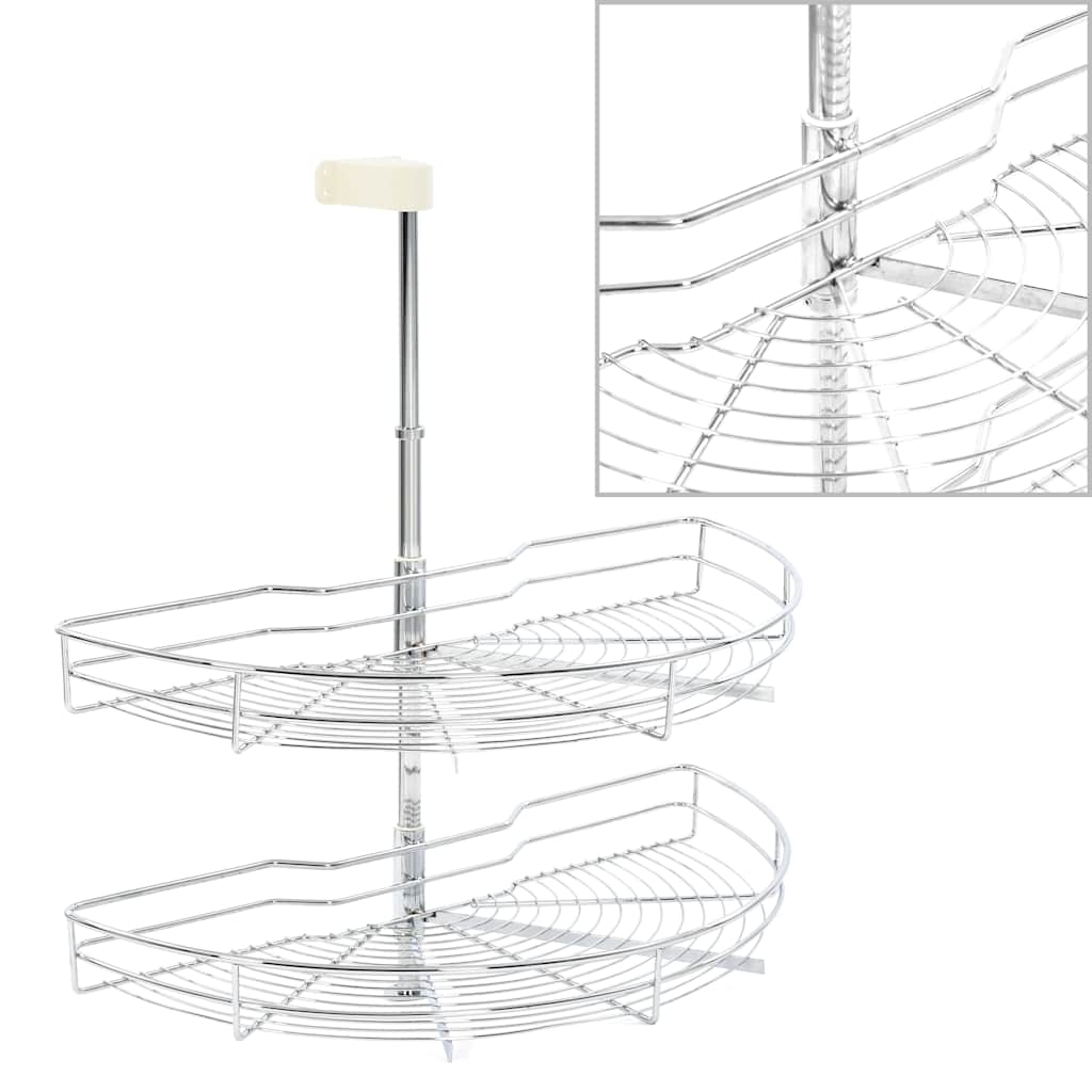 vidaXL Draadmand keuken 2-laags 180 graden 75x38x80 cm zilverkleurig - Aashly