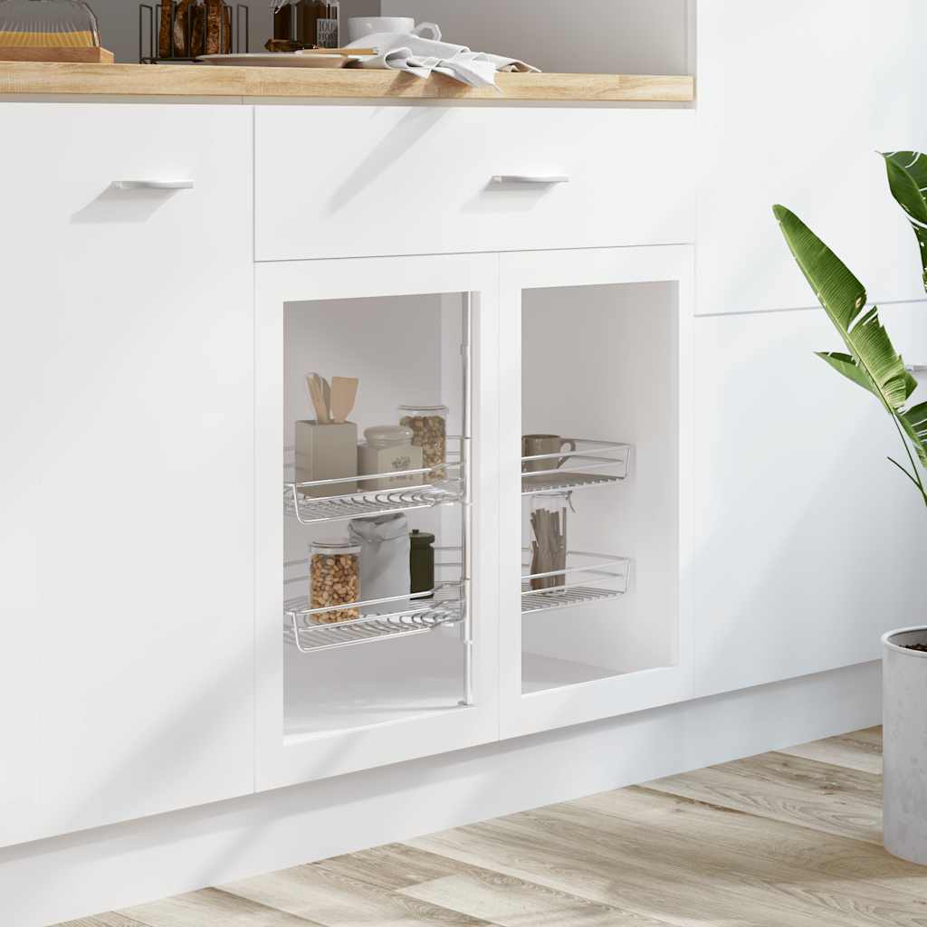 vidaXL Draadmand keuken 2-laags 180 graden 75x38x80 cm zilverkleurig - Aashly
