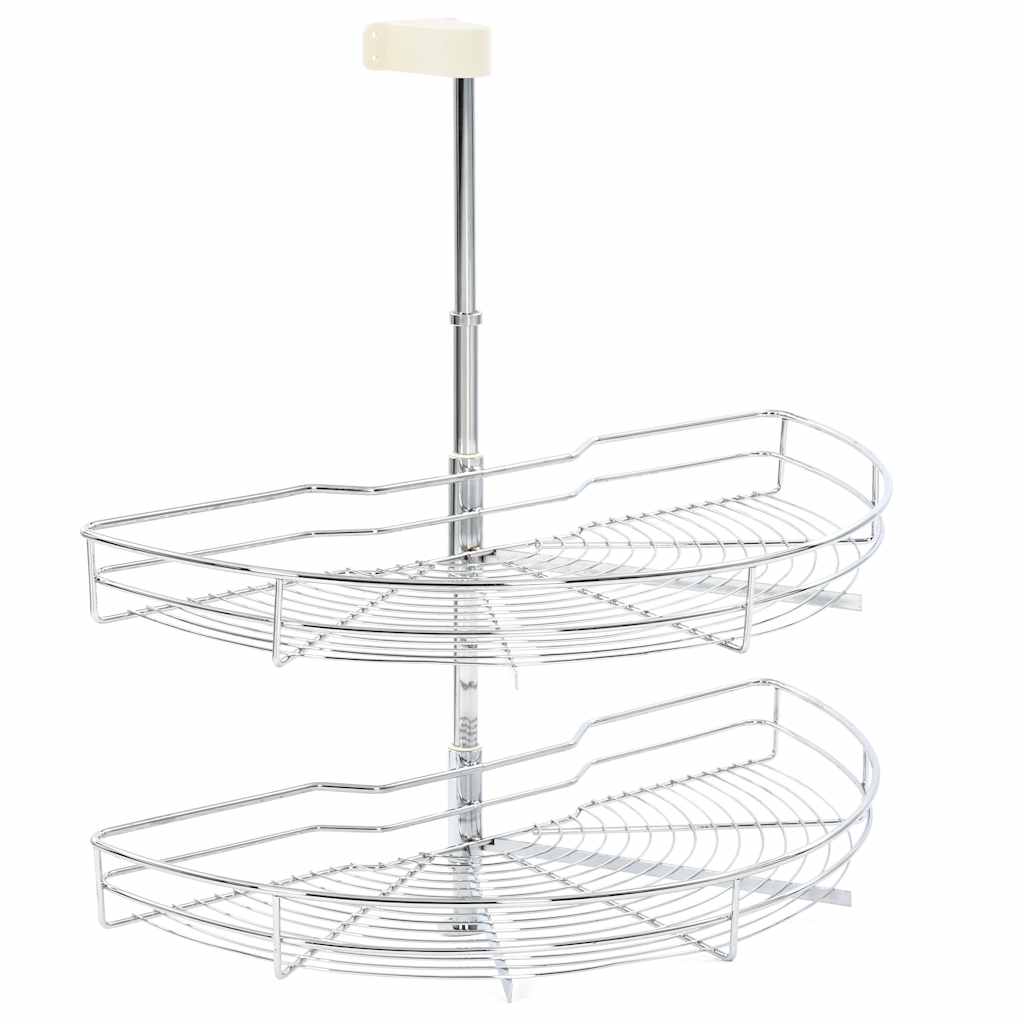 vidaXL Draadmand keuken 2-laags 180 graden 75x38x80 cm zilverkleurig - Aashly