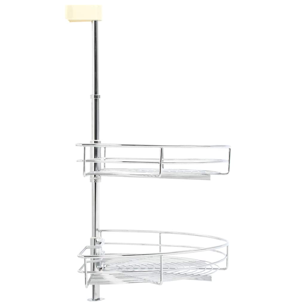 vidaXL Draadmand keuken 2-laags 180 graden 75x38x80 cm zilverkleurig - Aashly