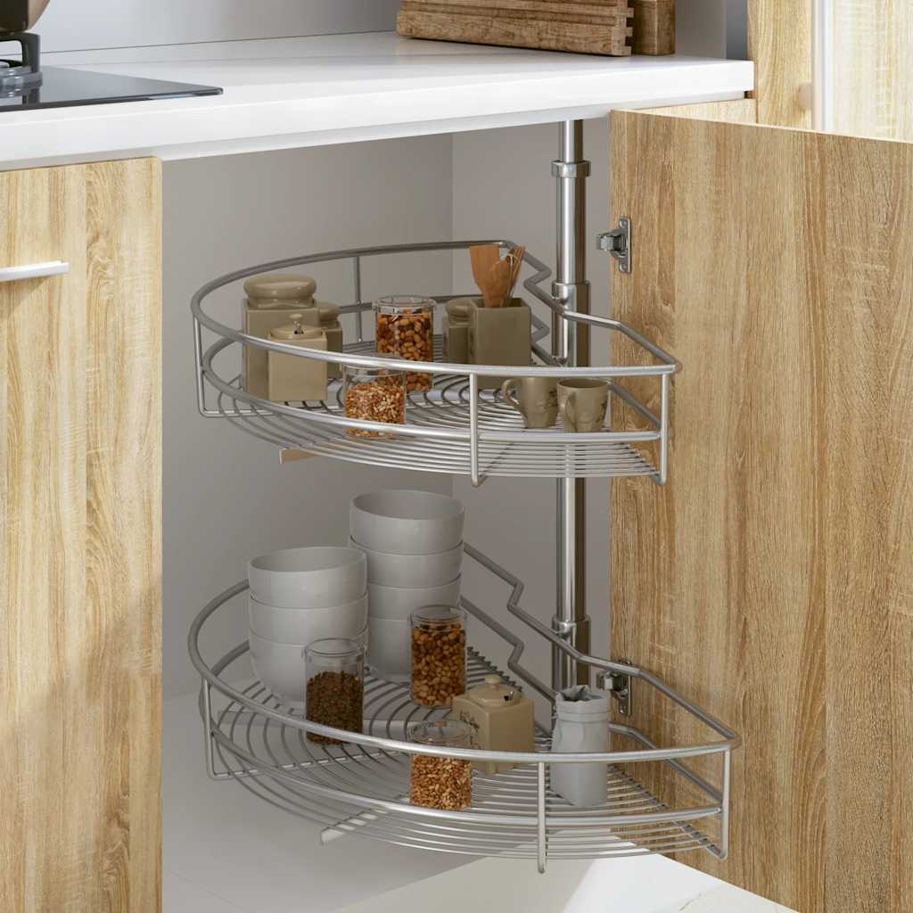 vidaXL Draadmand keuken 2-laags 180 graden 75x38x80 cm zilverkleurig - Aashly