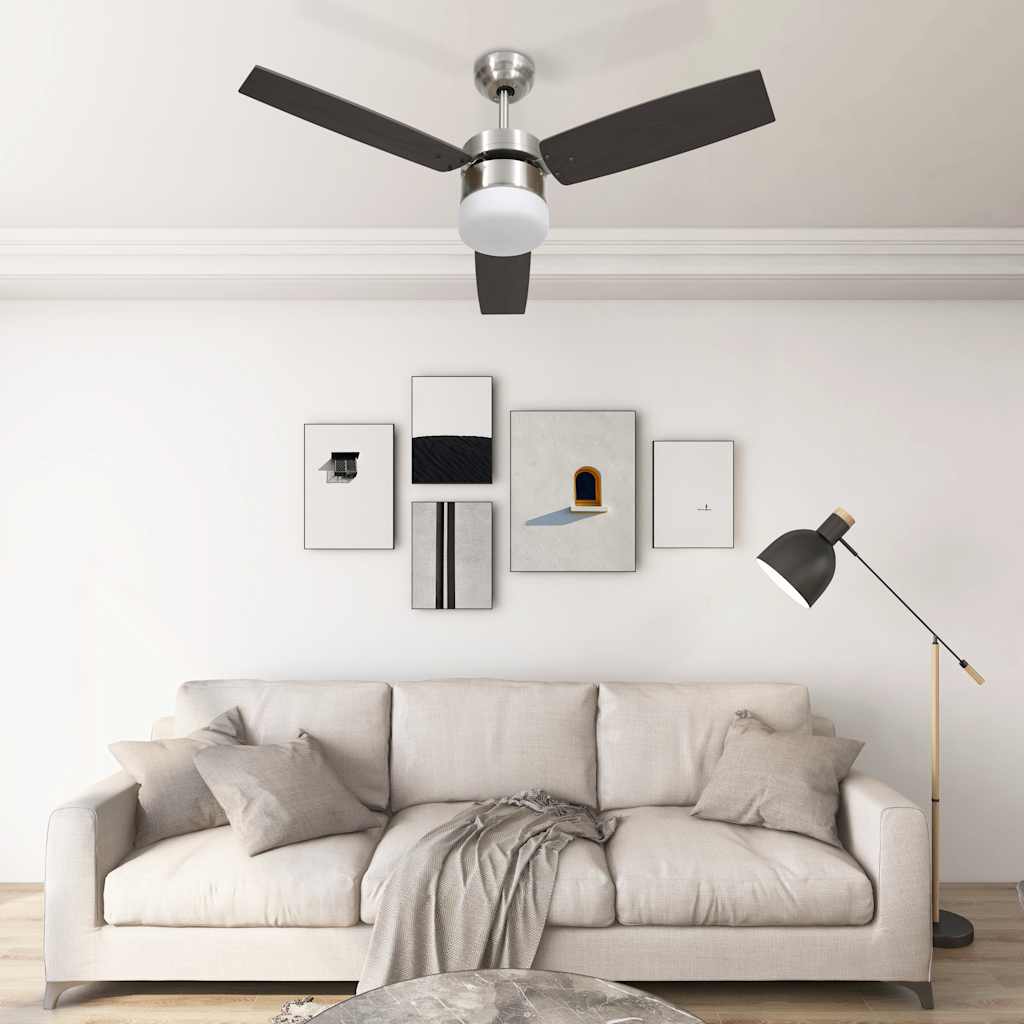 vidaXL Plafondventilator met lamp afstandsbediening 76 cm lichtbruin - Aashly