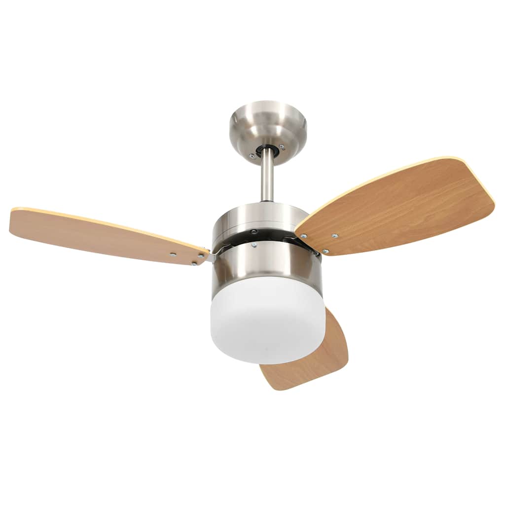 vidaXL Plafondventilator met lamp afstandsbediening 76 cm lichtbruin - Aashly