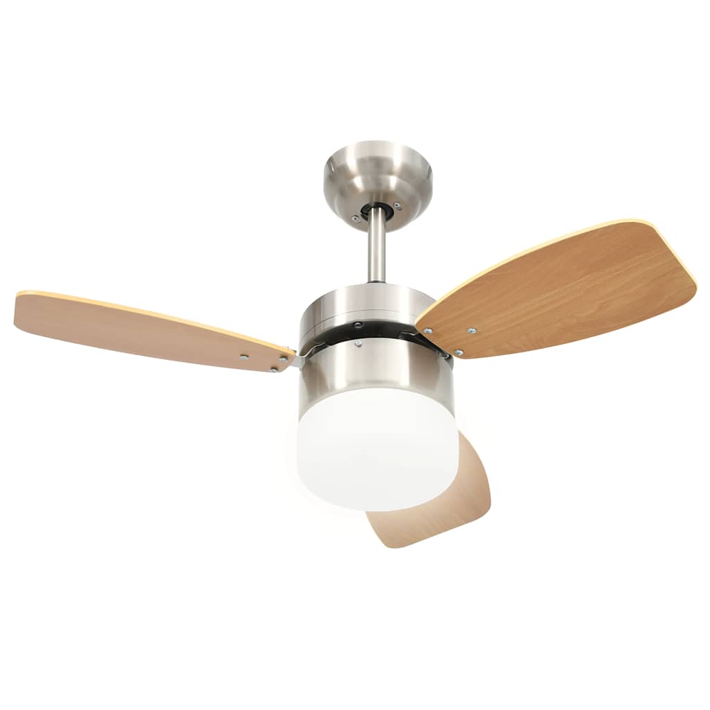 vidaXL Plafondventilator met lamp afstandsbediening 76 cm lichtbruin - Aashly