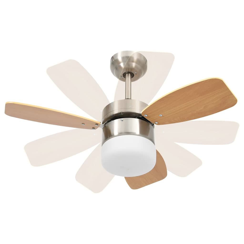 vidaXL Plafondventilator met lamp afstandsbediening 76 cm lichtbruin - Aashly