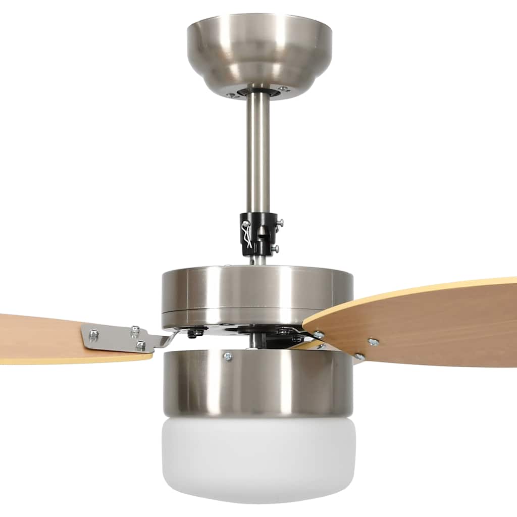 vidaXL Plafondventilator met lamp afstandsbediening 76 cm lichtbruin - Aashly