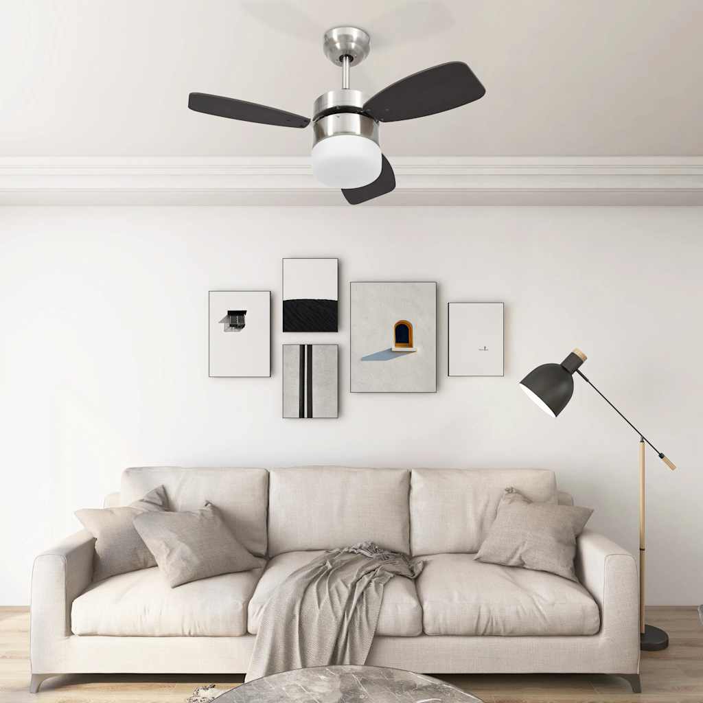 vidaXL Plafondventilator met lamp afstandsbediening 76 cm lichtbruin - Aashly