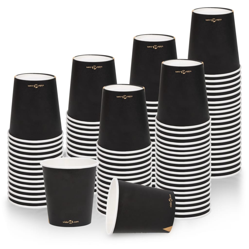 vidaXL 100 st Koffiebekers 200 ml papier zwart