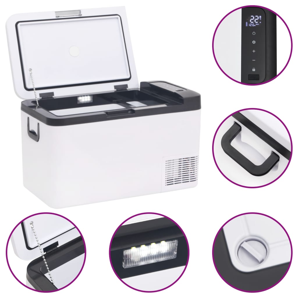 vidaXL Koelbox met handvat 25 L PP & PE zwart en wit - Aashly