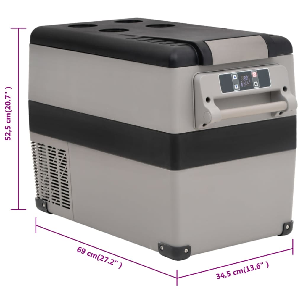 vidaXL Koelbox met handvat 55 L PP & PE zwart en grijs - Aashly