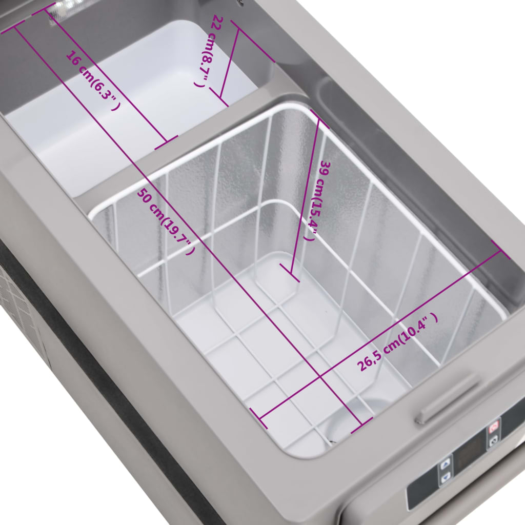vidaXL Koelbox met handvat 55 L PP & PE zwart en grijs - Aashly