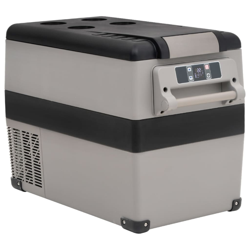 vidaXL Koelbox met handvat 55 L PP & PE zwart en grijs - Aashly