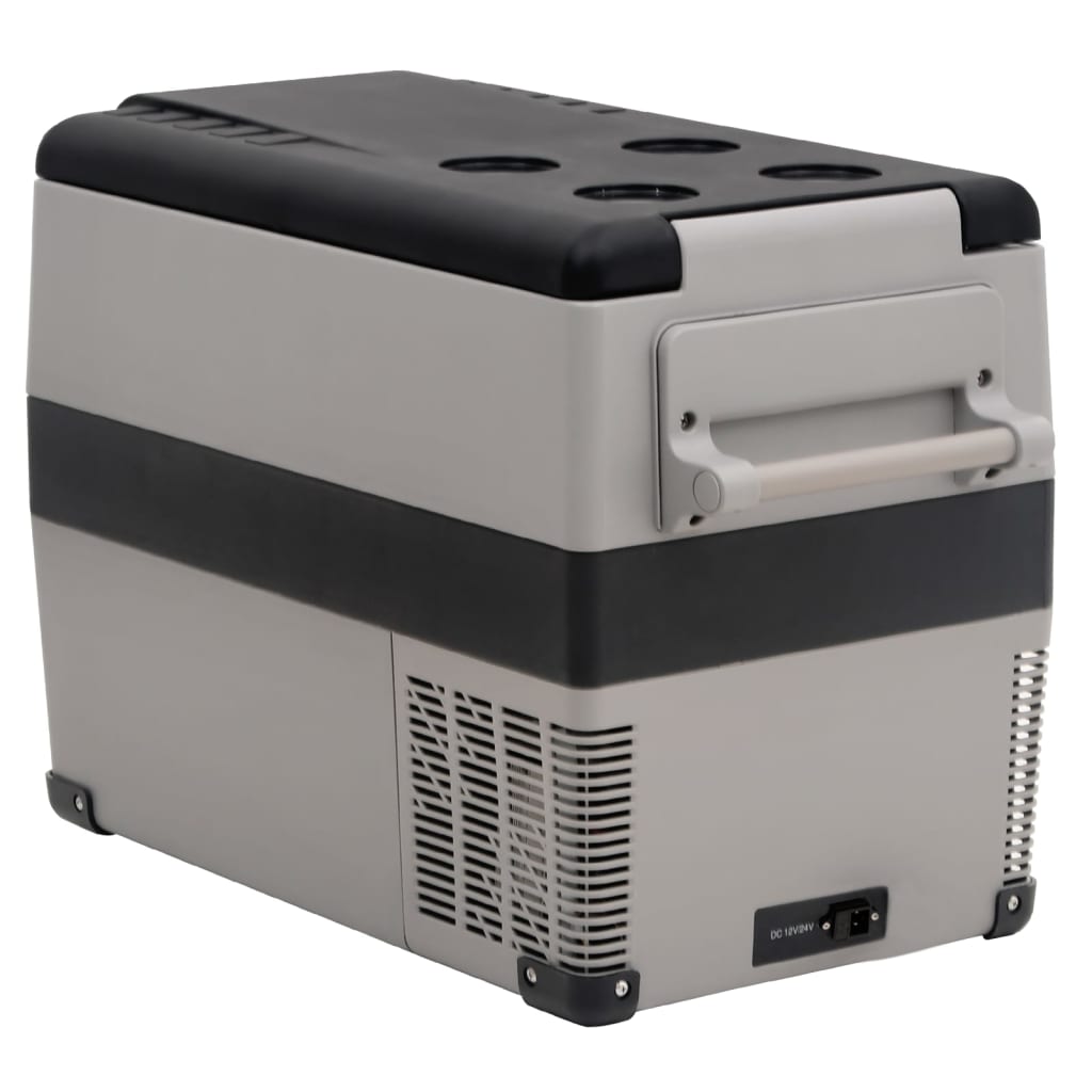 vidaXL Koelbox met handvat 55 L PP & PE zwart en grijs - Aashly
