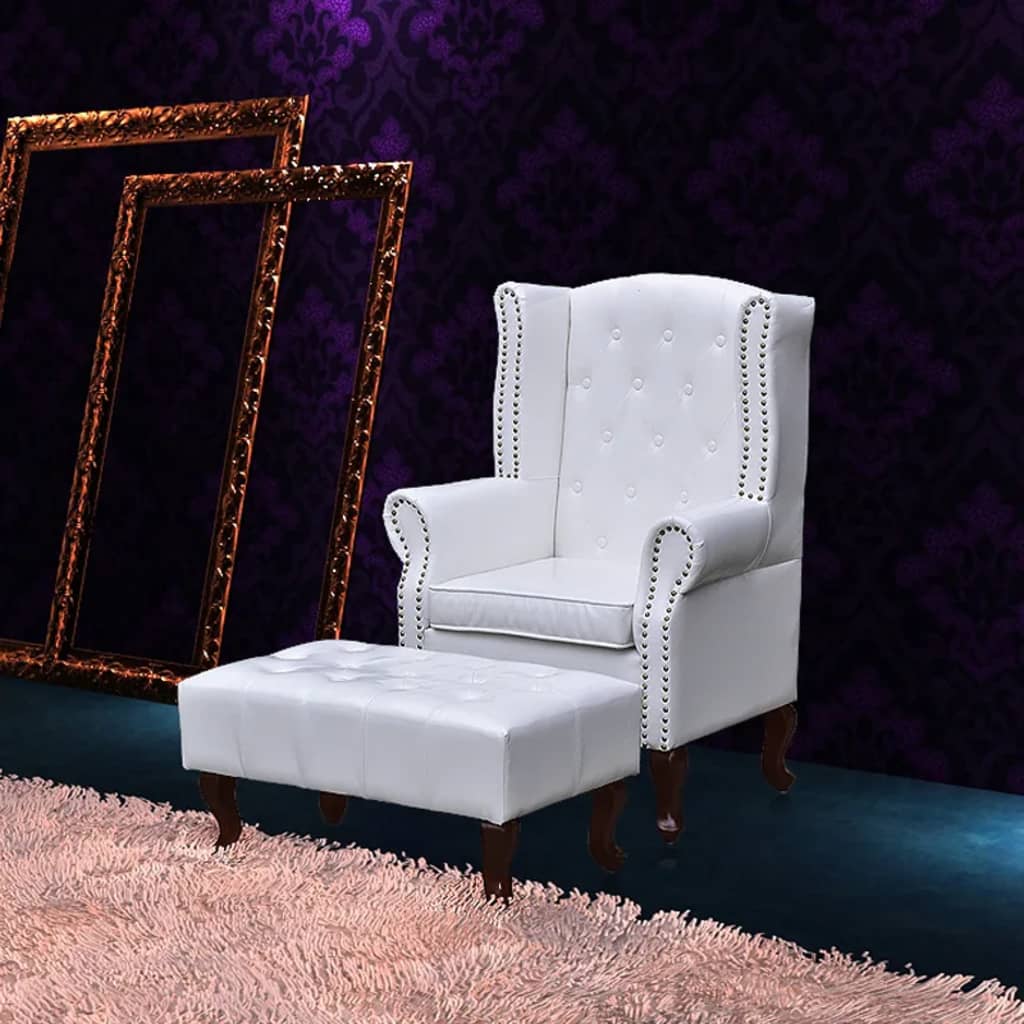 vidaXL Fauteuil met voetenbankje kunstleer donkerbruin - Aashly