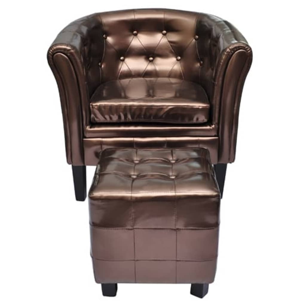 vidaXL Bucket chair with footstool faux leather white