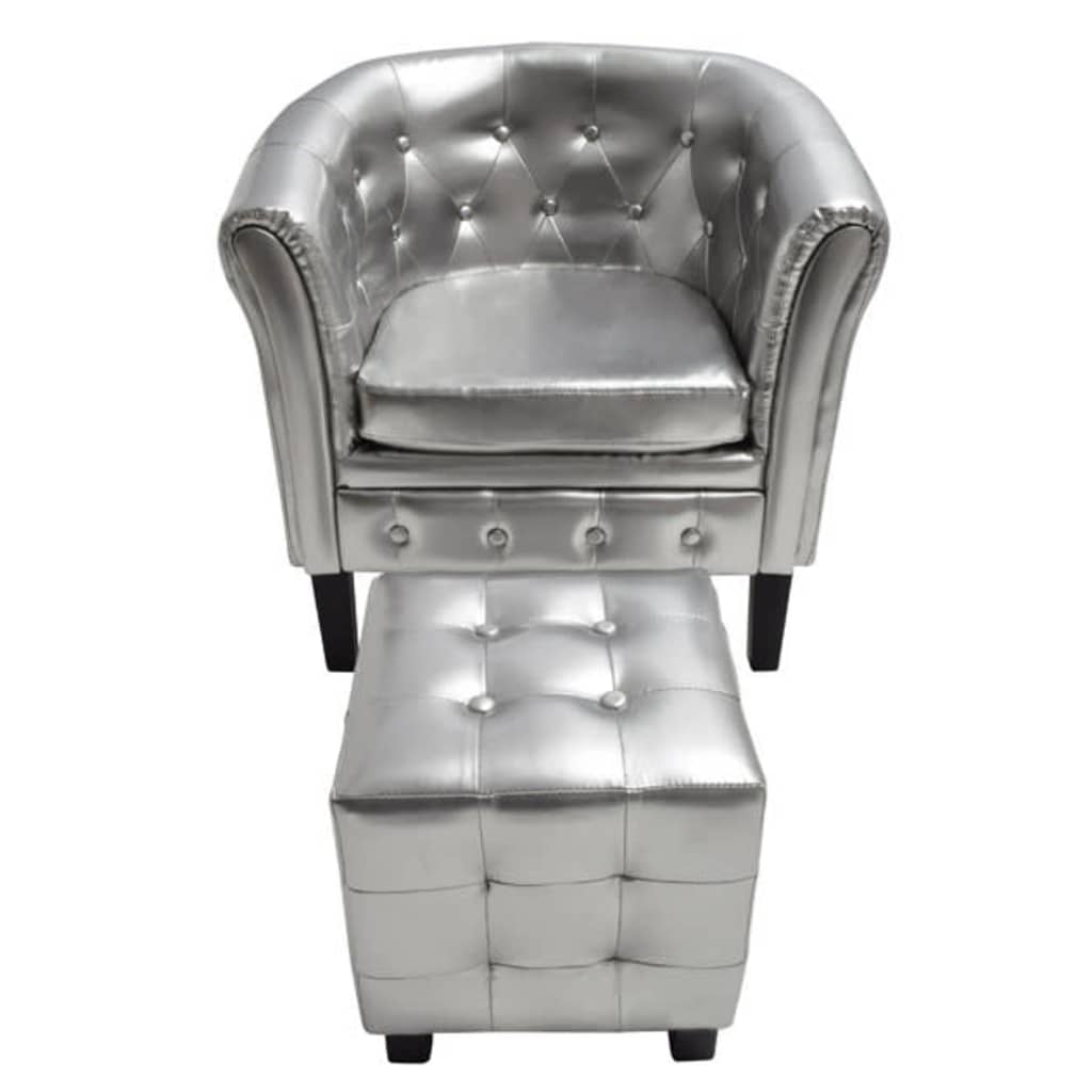 vidaXL Bucket chair with footstool faux leather white