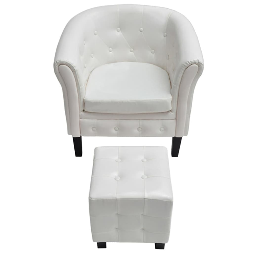 vidaXL Bucket chair with footstool faux leather white