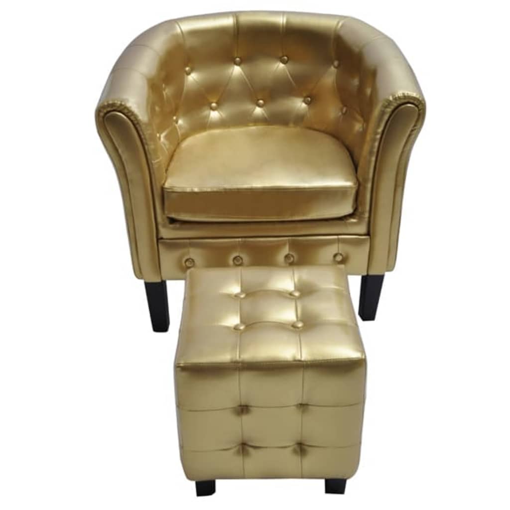vidaXL Bucket chair with footstool faux leather white