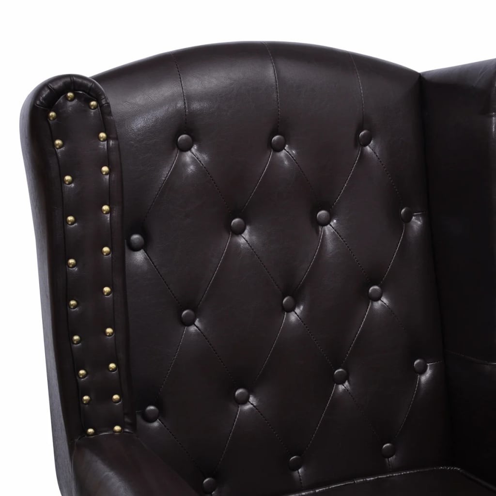 vidaXL Fauteuil met voetenbankje kunstleer donkerbruin - Aashly