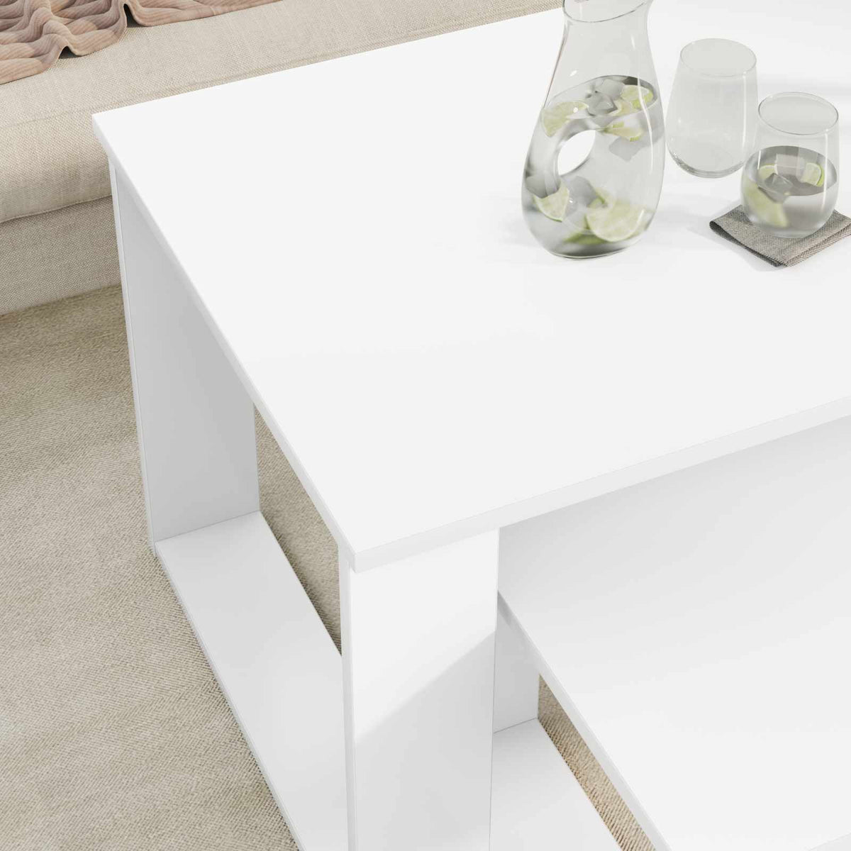 vidaXL Koffietafel Set 2 pcs Wit Bewerkt hout