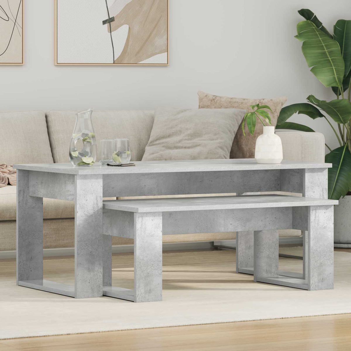 vidaXL Koffietafel Set 2 pcs Wit Bewerkt hout
