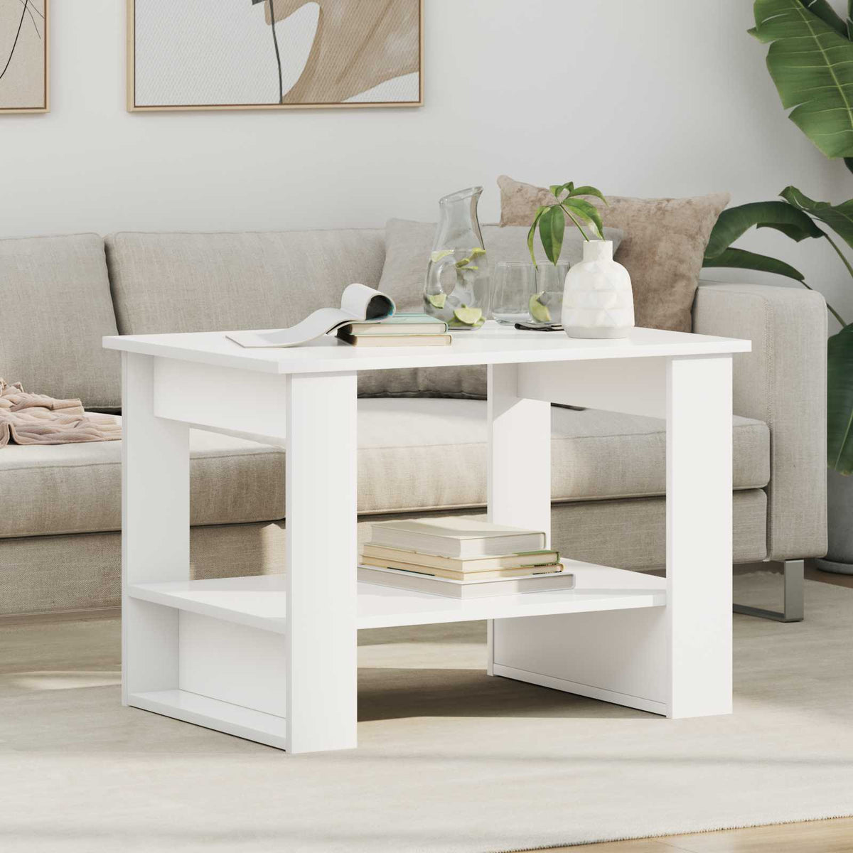 vidaXL Salontafel Wit 72 x 50 x 50 cm Bewerkt hout