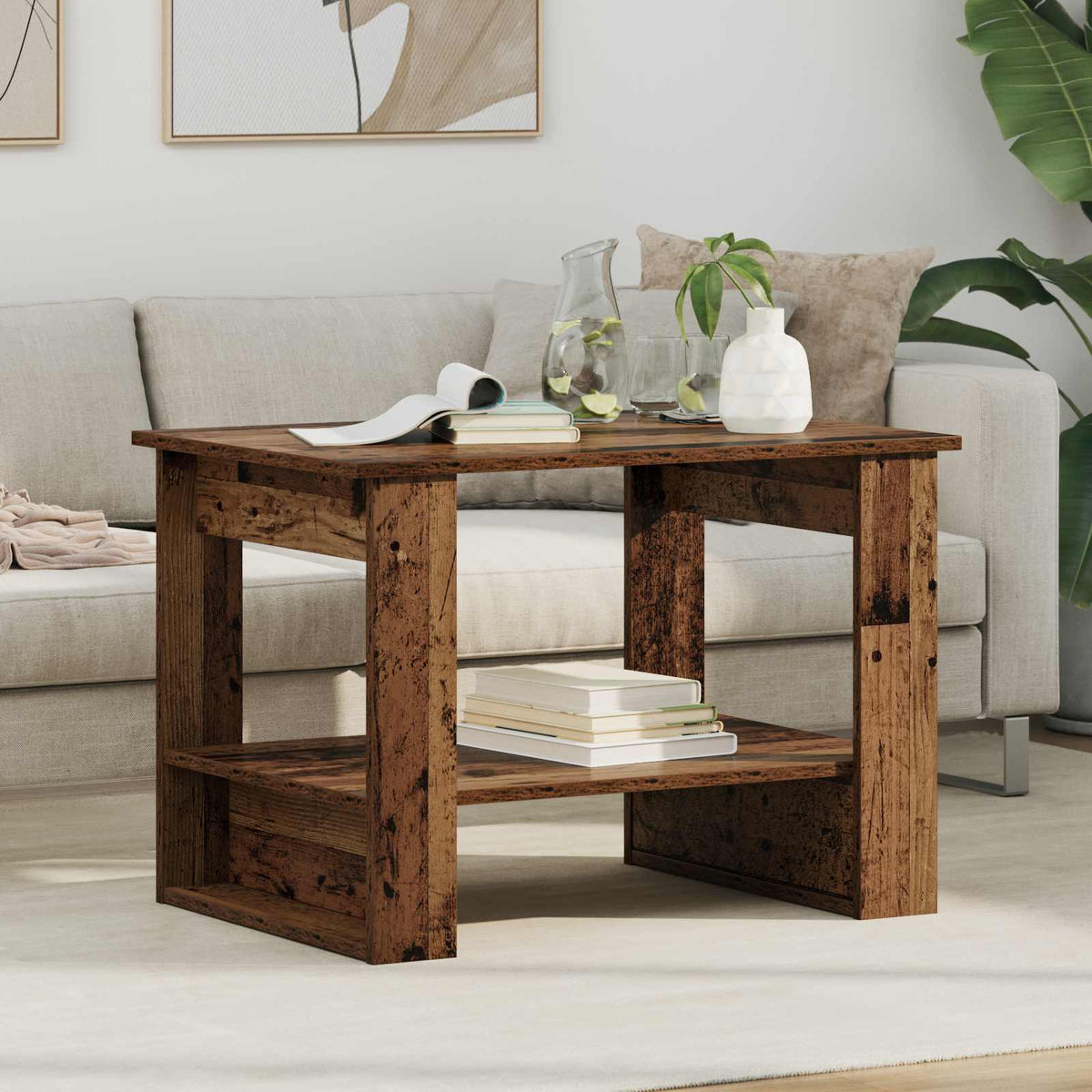 vidaXL Salontafel Wit 72 x 50 x 50 cm Bewerkt hout