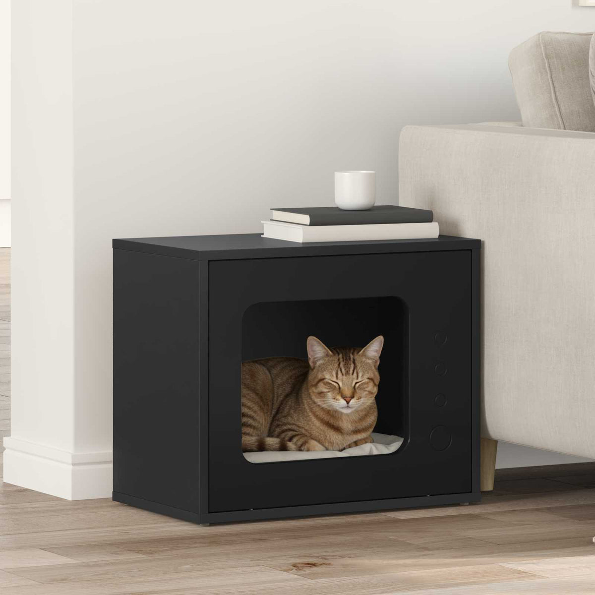 vidaXL Kattenhuis Wit 51 x 30 x 42 cm Bewerkt hout