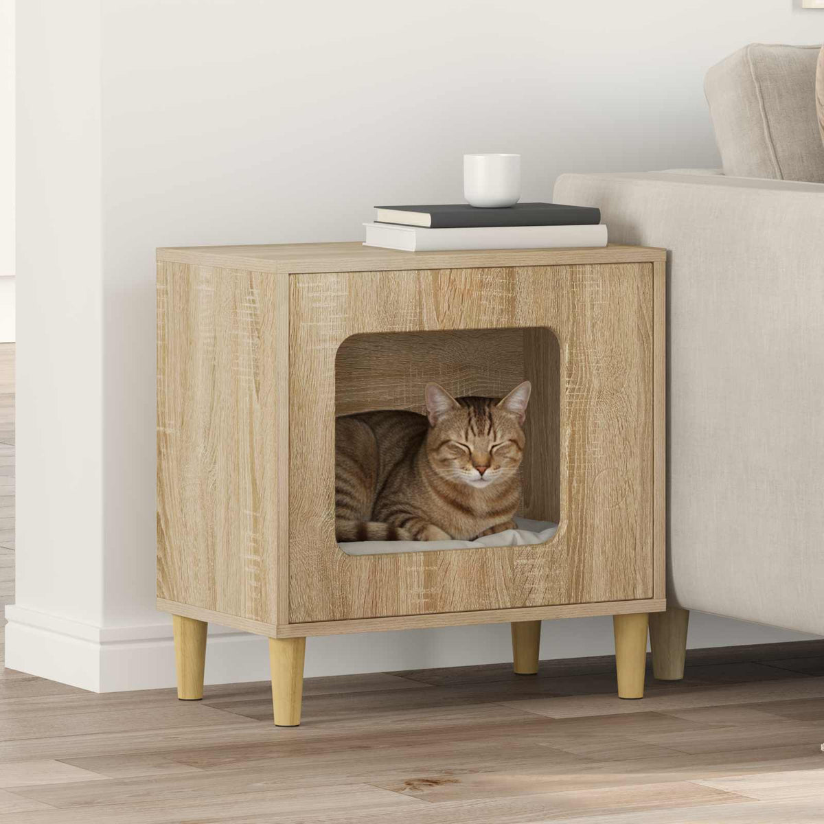 vidaXL Kattenhuis Wit 51 x 30 x 52 cm Bewerkt hout