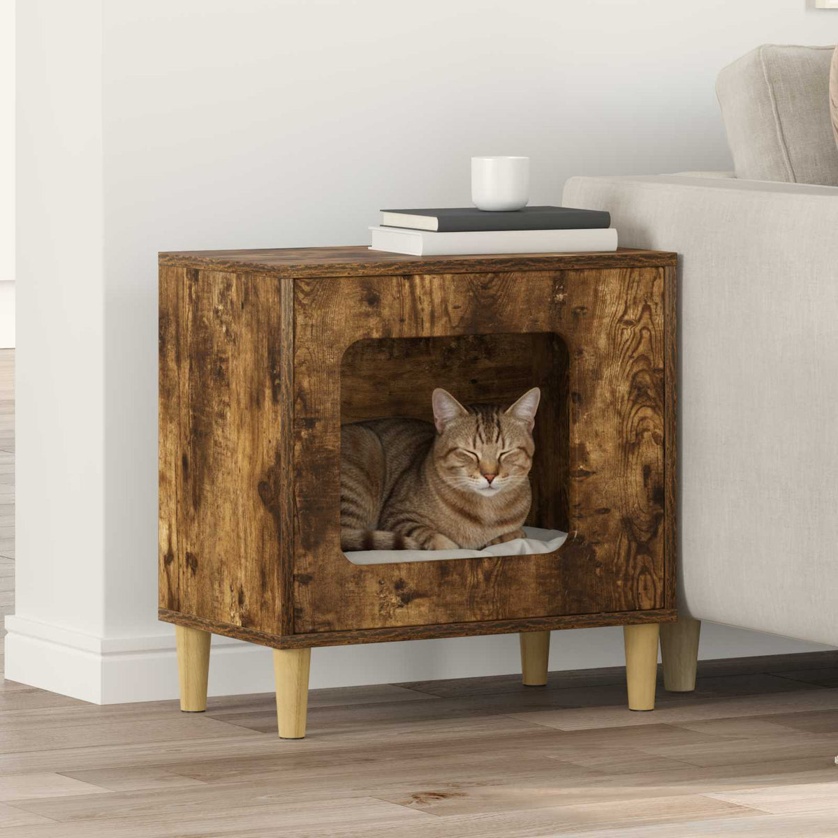 vidaXL Kattenhuis Wit 51 x 30 x 52 cm Bewerkt hout