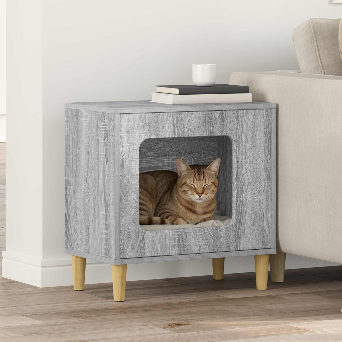 vidaXL Kattenhuis Wit 51 x 30 x 52 cm Bewerkt hout