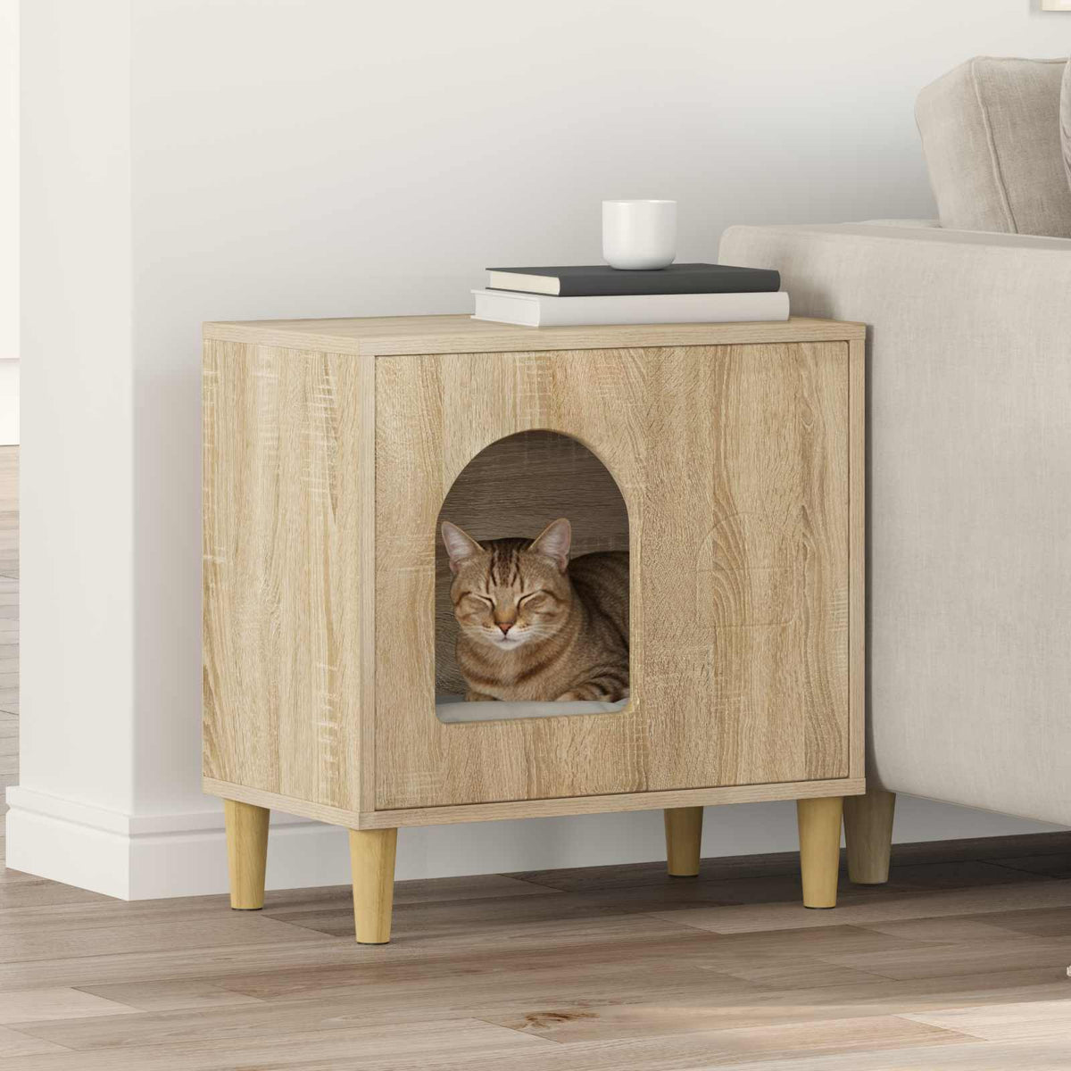 vidaXL Kattenhuis Wit 51 x 30 x 52 cm Bewerkt hout