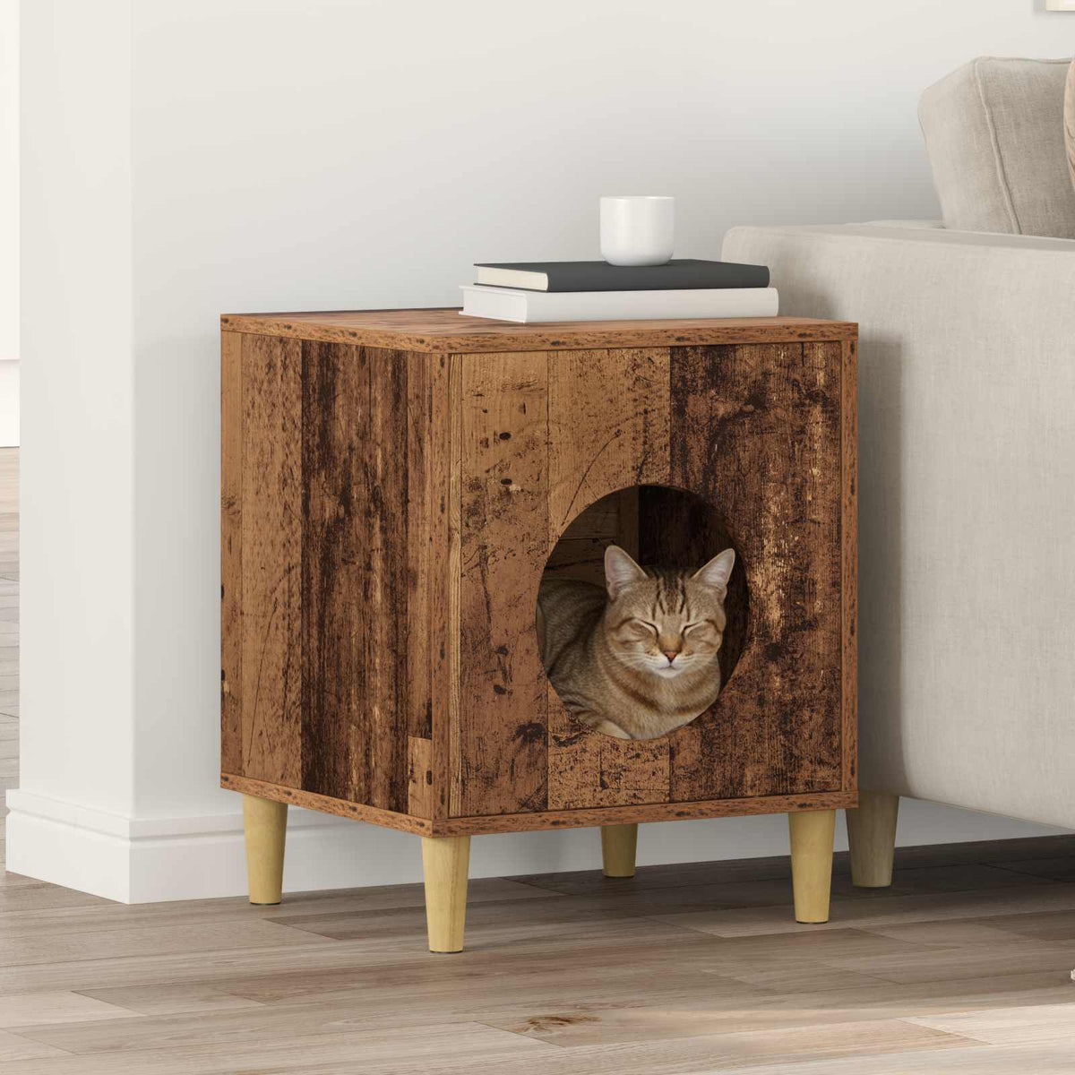 vidaXL Kattenhuis Glanzend Wit 42,5 x 40 x 52,5 cm Bewerkt hout