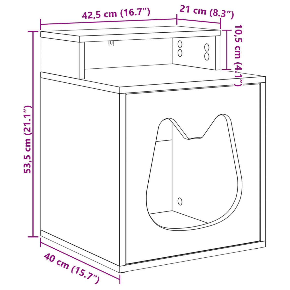 vidaXL Kattenhuis Wit 42,5 x 40 x 52,5 cm Bewerkt hout