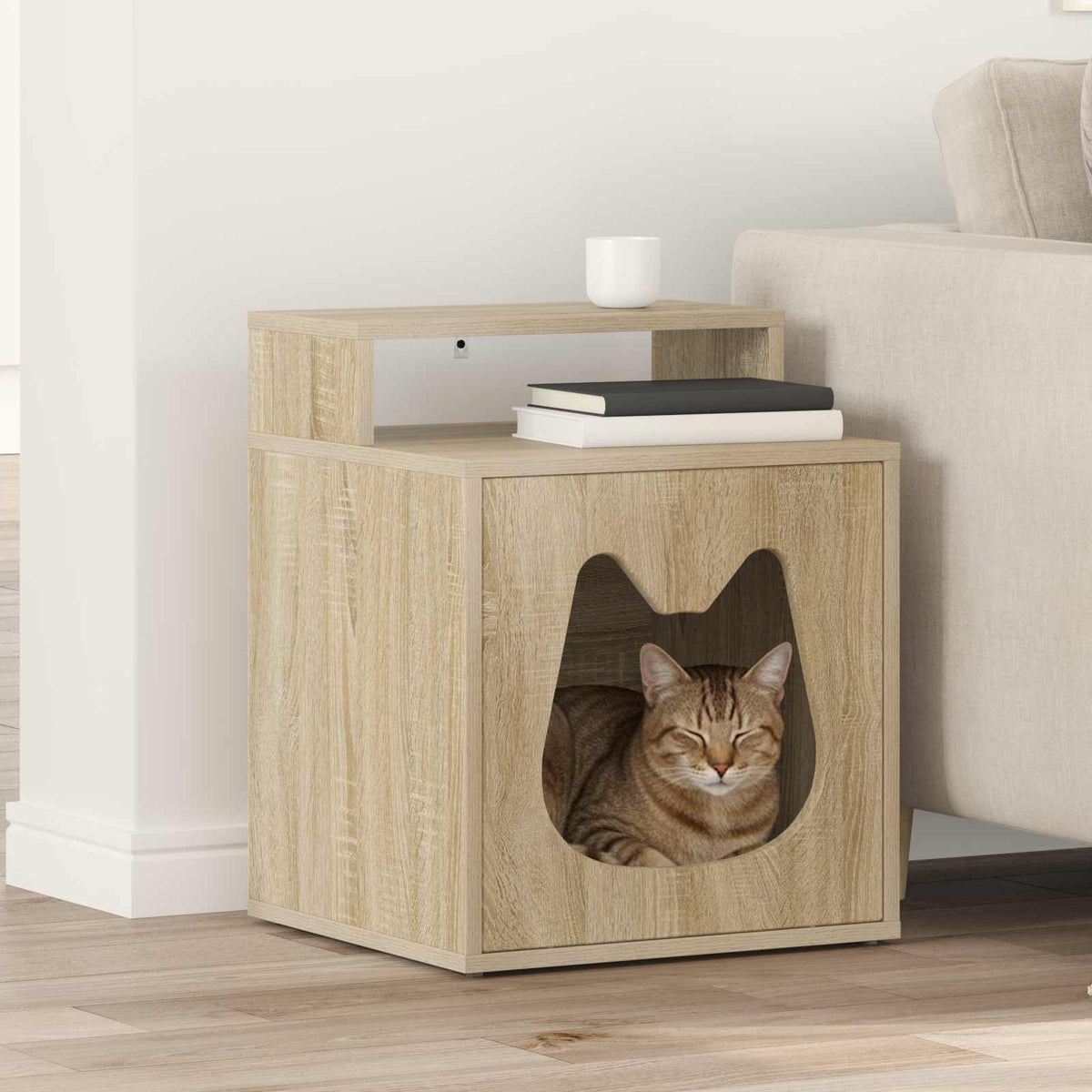 vidaXL Kattenhuis Wit 42,5 x 40 x 52,5 cm Bewerkt hout