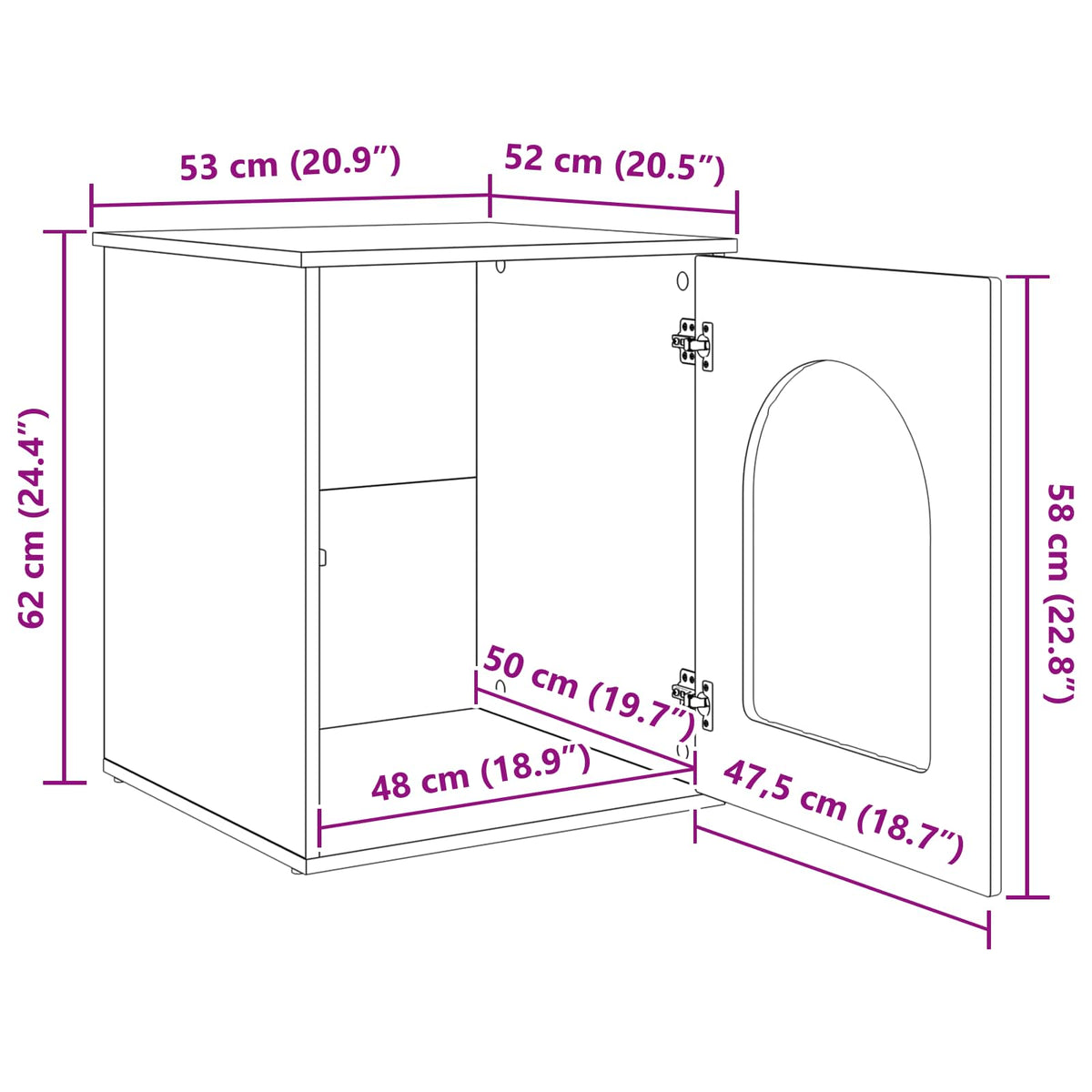 vidaXL Kattenhuis Wit 53 x 52 x 60 cm Bewerkt hout