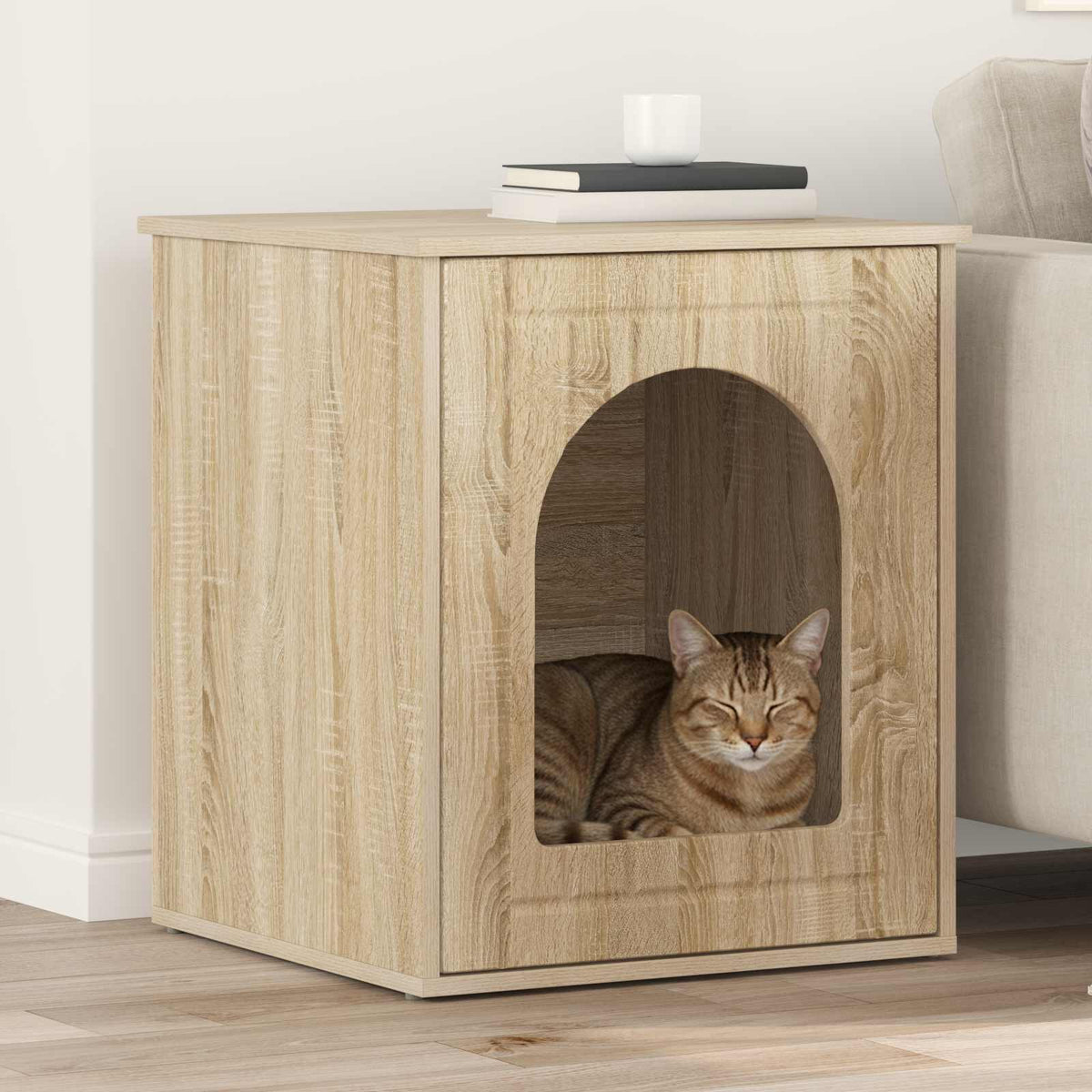 vidaXL Kattenhuis Wit 53 x 52 x 60 cm Bewerkt hout