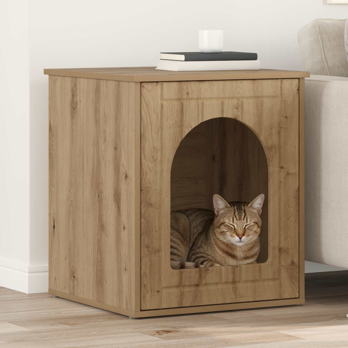 vidaXL Kattenhuis Wit 53 x 52 x 60 cm Bewerkt hout